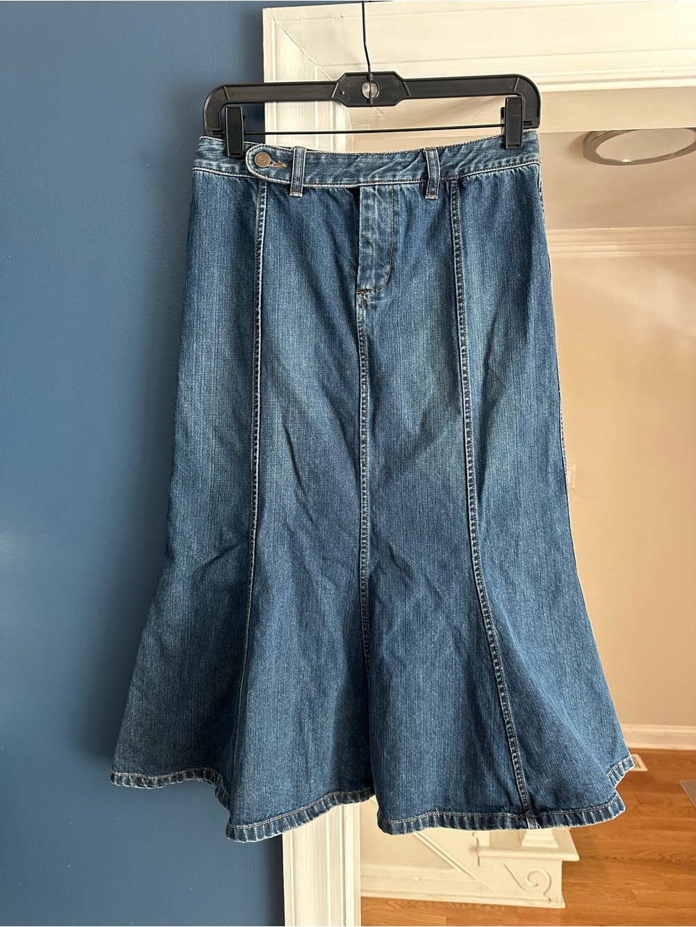 Vintage Lauren Jeans Co. Ralph Lauren Denim Trumpet Midi Skirt Size 2